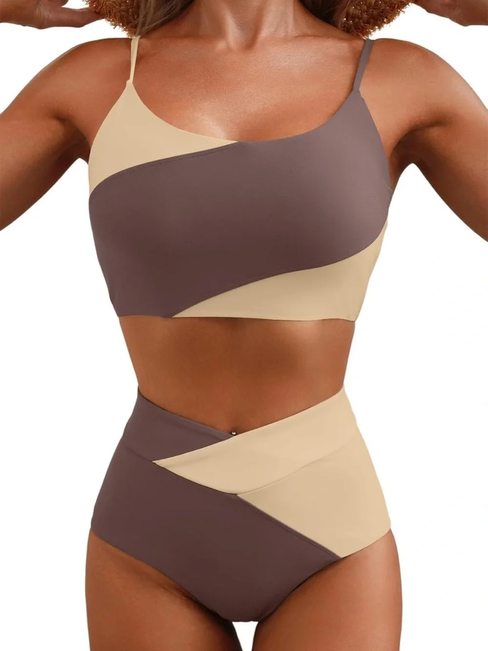 2 Piece High Waisted Bikini Sets Color Block Popular M  1403/bb7-2